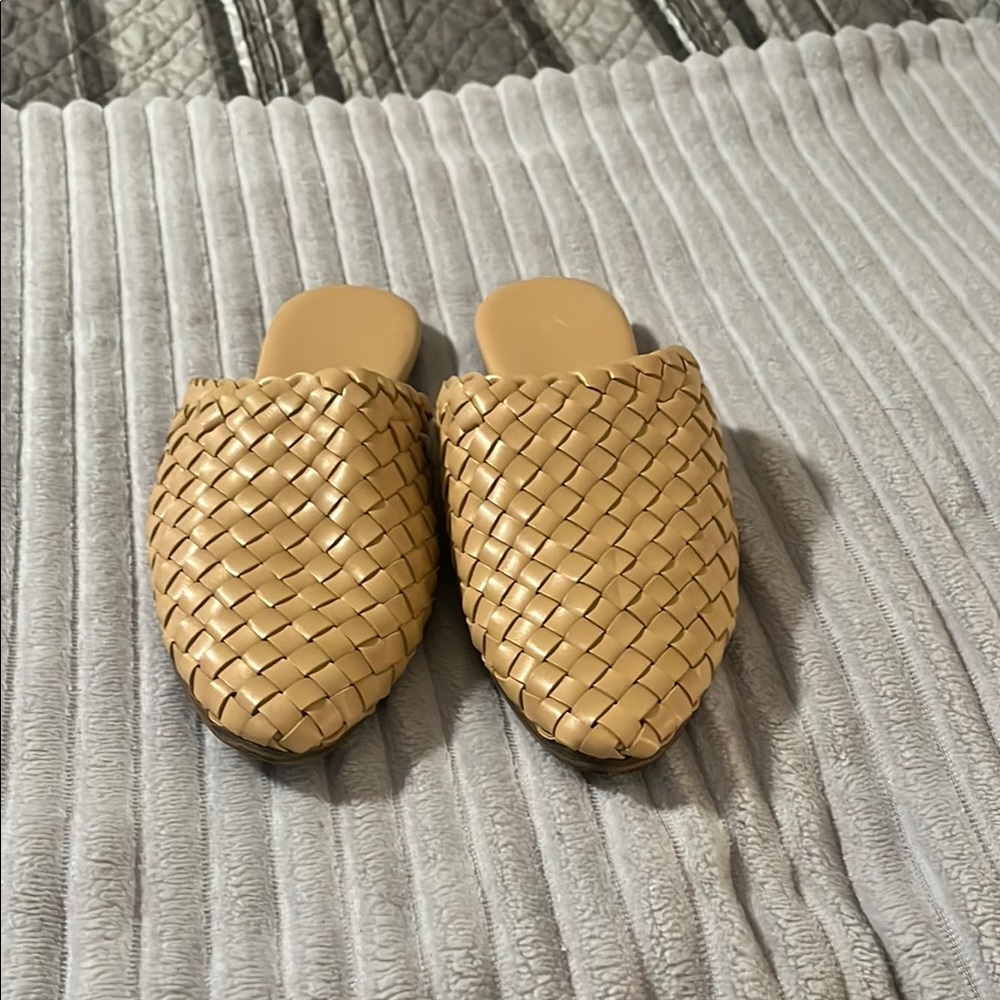 Woven Tan Slip-On Mules - Picture 2 of 4